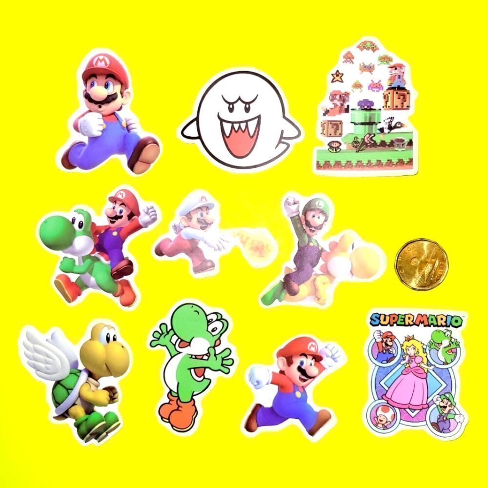 3/$20 Brand New 10x Nintendo Super Mario Waterproof Stickers #b